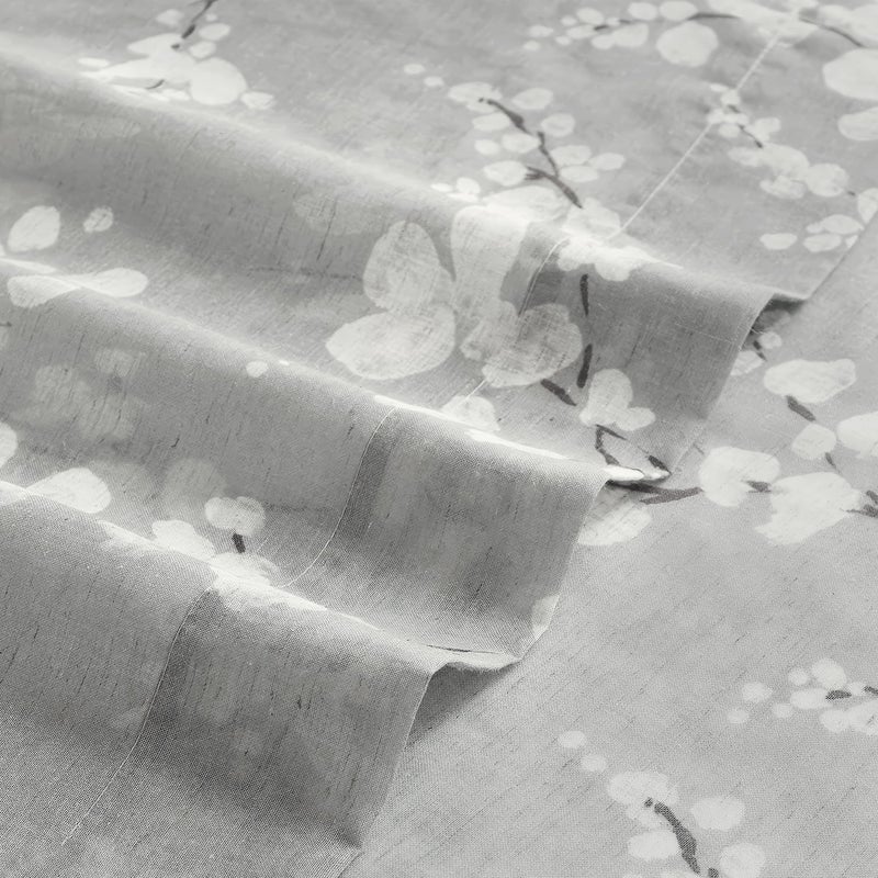 FMFUNCTEX Linen Sheer Curtains for Bedroom, Grey White Blossom Print Curtains 63 Inch Length for Living Room, Floral Patterned Farmhouse Curtain Light Filtering Window Drapes 2 Panels, Rod Pocket - Image 5